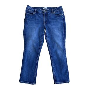 LOFT Curvy Kick Crop Jeans Size 14 Dark Blue Denim High Rise Casual Workwear